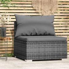   vidaXL szürke polyrattan kerti középső kanapé párnákkal