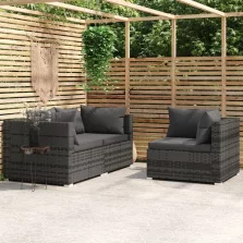   vidaXL 3 részes szürke polyrattan kerti ülőgarnitúra párnákkal