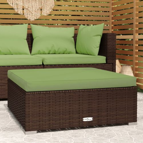 vidaXL barna polyrattan kerti lábtartó párnával 70 x 70 x 30 cm