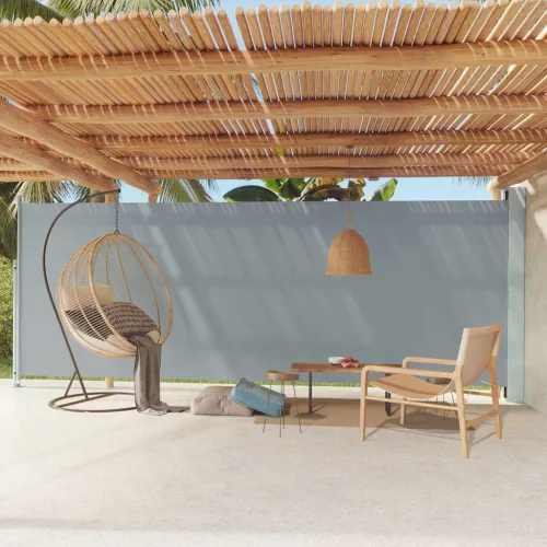 vidaXL szürke behúzható oldalsó terasznapellenző 200 x 600 cm