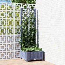   vidaXL kékszürke PP rácsos kerti ültetőláda 40 x 40 x 121,5 cm