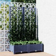   vidaXL kékszürke PP rácsos kerti ültetőláda 80 x 40 x 121,5 cm
