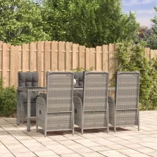   vidaXL 7 részes szürke polyrattan kerti étkezőgarnitúra párnával