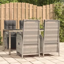   vidaXL 5 részes szürke polyrattan kerti étkezőgarnitúra párnával
