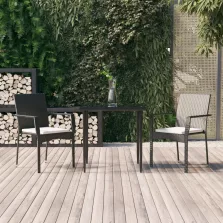   vidaXL 3 részes fekete polyrattan kerti étkezőgarnitúra párnákkal