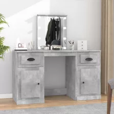   vidaXL betonszürke fésülködőasztal LED-del 130 x 50 x 132,5 cm