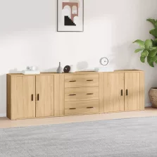   vidaXL 3 db sonoma tölgyszínű szerelt fa tálalószekrény