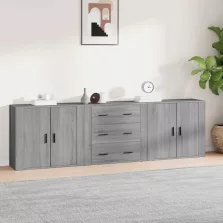   vidaXL 3 db szürke sonoma színű szerelt fa tálalószekrény