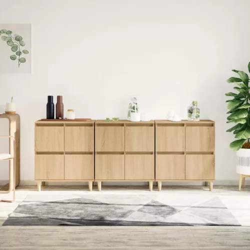 vidaXL 3 db sonoma tölgy színű szerelt fa tálalóasztal 60 x 35 x 70 cm