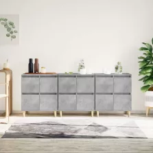   vidaXL 3 db betonszürke szerelt fa tálalószekrény 60 x 35 x 70 cm