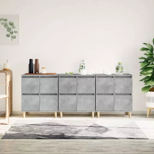 vidaXL 3 db betonszürke szerelt fa tálalószekrény 60 x 35 x 70 cm