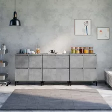   vidaXL 3 db betonszürke szerelt fa tálalószekrény 60 x 35 x 70 cm