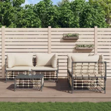   vidaXL 5 részes antracitszürke polyrattan kerti ülőgarnitúra párnákkal