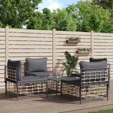   vidaXL 5 részes antracitszürke polyrattan kerti ülőgarnitúra párnákkal
