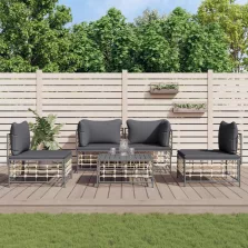   vidaXL 5 részes antracitszürke polyrattan kerti ülőgarnitúra párnákkal