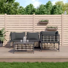   vidaXL 5 részes antracitszürke polyrattan kerti ülőgarnitúra párnákkal
