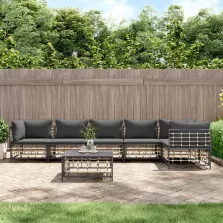   vidaXL 7 részes antracitszürke polyrattan kerti ülőgarnitúra párnákkal
