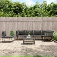   vidaXL 7 részes antracitszürke polyrattan kerti ülőgarnitúra párnákkal