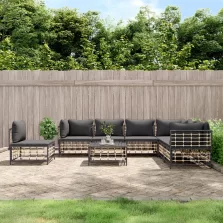   vidaXL 8 részes antracitszürke polyrattan kerti ülőgarnitúra párnákkal