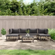   vidaXL 7 részes antracitszürke polyrattan kerti ülőgarnitúra párnákkal