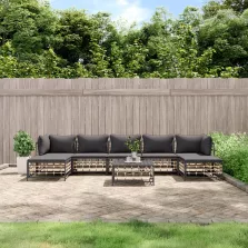   vidaXL 8 részes antracitszürke polyrattan kerti ülőgarnitúra párnákkal