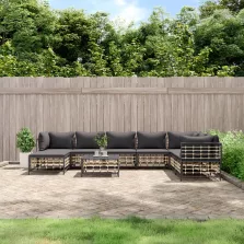   vidaXL 9 részes antracitszürke polyrattan kerti ülőgarnitúra párnákkal