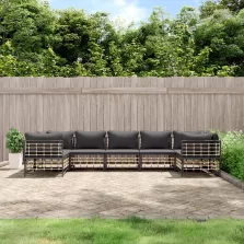   vidaXL 7 részes antracitszürke polyrattan kerti ülőgarnitúra párnákkal