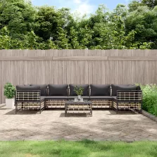   vidaXL 8 részes antracitszürke polyrattan kerti ülőgarnitúra párnákkal