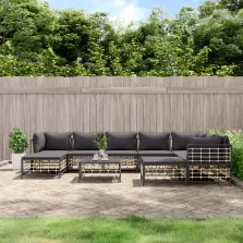   vidaXL 10 részes antracitszürke polyrattan kerti ülőgarnitúra párnával