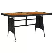   vidaXL fekete polyrattan és tömör akácfa kerti asztal 130 x 70 x 72 cm
