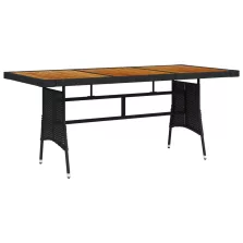   vidaXL fekete polyrattan és tömör akácfa kerti asztal 160 x 70 x 72 cm