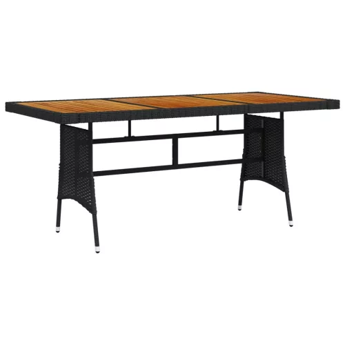 vidaXL fekete polyrattan és tömör akácfa kerti asztal 160 x 70 x 72 cm