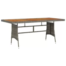   vidaXL szürke polyrattan és tömör akácfa kerti asztal 160 x 70 x 72 cm