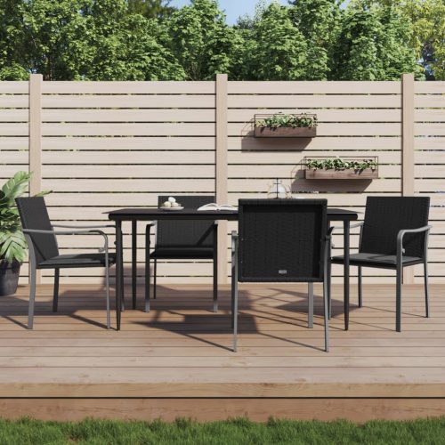 vidaXL 4 db fekete polyrattan kerti szék párnával 56x59x84 cm