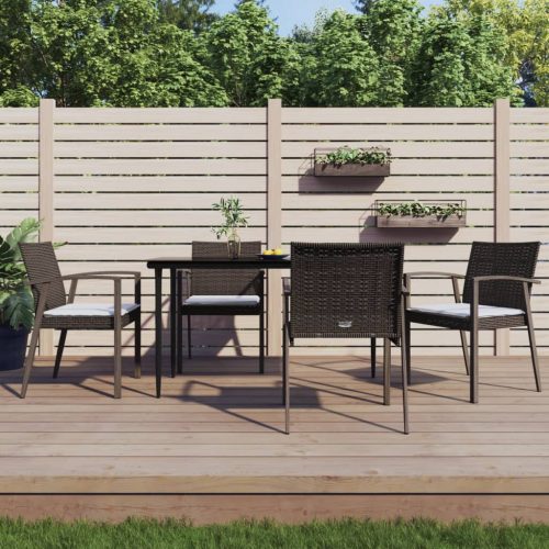 vidaXL 4 db barna polyrattan kerti szék párnával 56,5x57x83 cm