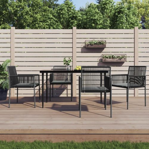 vidaXL 4 db fekete polyrattan kerti szék párnával 54x60,5x83,5 cm