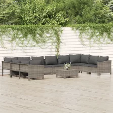   vidaXL 11 részes szürke polyrattan kerti ülőgarnitúra párnákkal