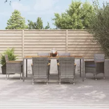   vidaXL 7 részes szürke polyrattan kerti étkezőgarnitúra párnával
