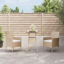   vidaXL 3 részes bézs polyrattan kerti bisztrógarnitúra párnákkal