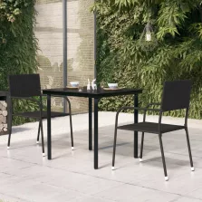   vidaXL fekete acél és üveg kerti étkezőasztal 80 x 80 x 74 cm