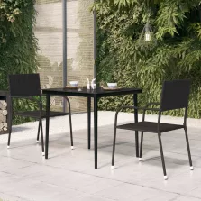   vidaXL fekete acél és üveg kerti étkezőasztal 80 x 80 x 74 cm