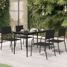  vidaXL fekete acél és üveg kerti étkezőasztal 140 x 70 x 74 cm