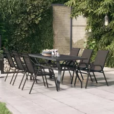   vidaXL szürke és fekete acél és üveg kerti asztal 180 x 80 x 70 cm