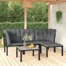   vidaXL 5 részes fekete-szürke polyrattan kerti ülőgarnitúra