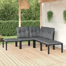   vidaXL 5 részes fekete-szürke polyrattan kerti ülőgarnitúra
