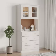   vidaXL ALTA fehér tömör fenyőfa tálalószekrény 77x35x165 cm