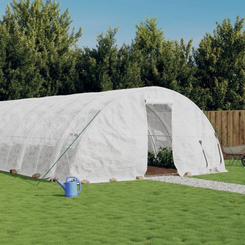 vidaXL fehér acélvázas melegház 70 m² 14 x 5 x 2,3 m