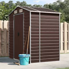   vidaXL barna horganyzott acél kerti fészer 191 x 130 x 198 cm