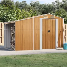   vidaXL világosbarna horganyzott acél kerti fészer 277 x 192,5 x 179 cm