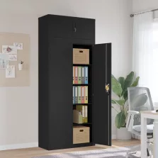 vidaXL fekete acél irattartó szekrény 90 x 40 x 220 cm